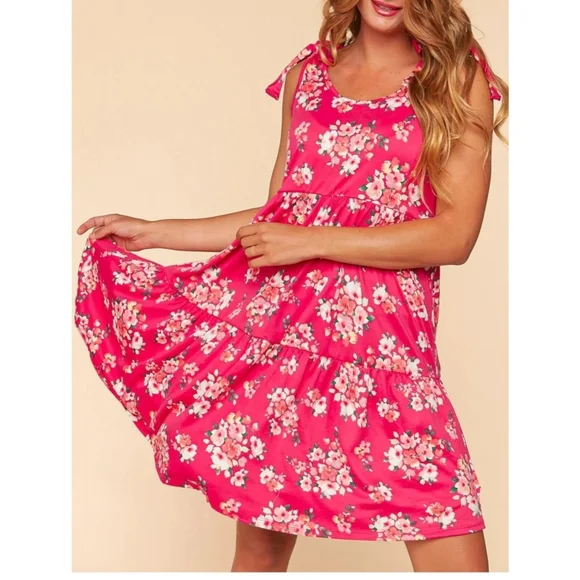 open lace back dress Hot Pink V-Neck Ruffle A-Line Long Prom Dress Hot Pink / 18 main image 1